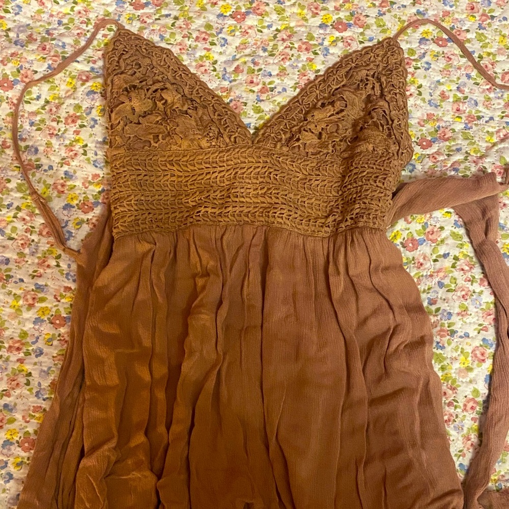 Boho Light Tan Lace Romper